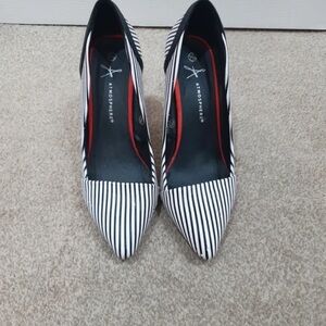 Atmosphere Black and White Striped Heels
